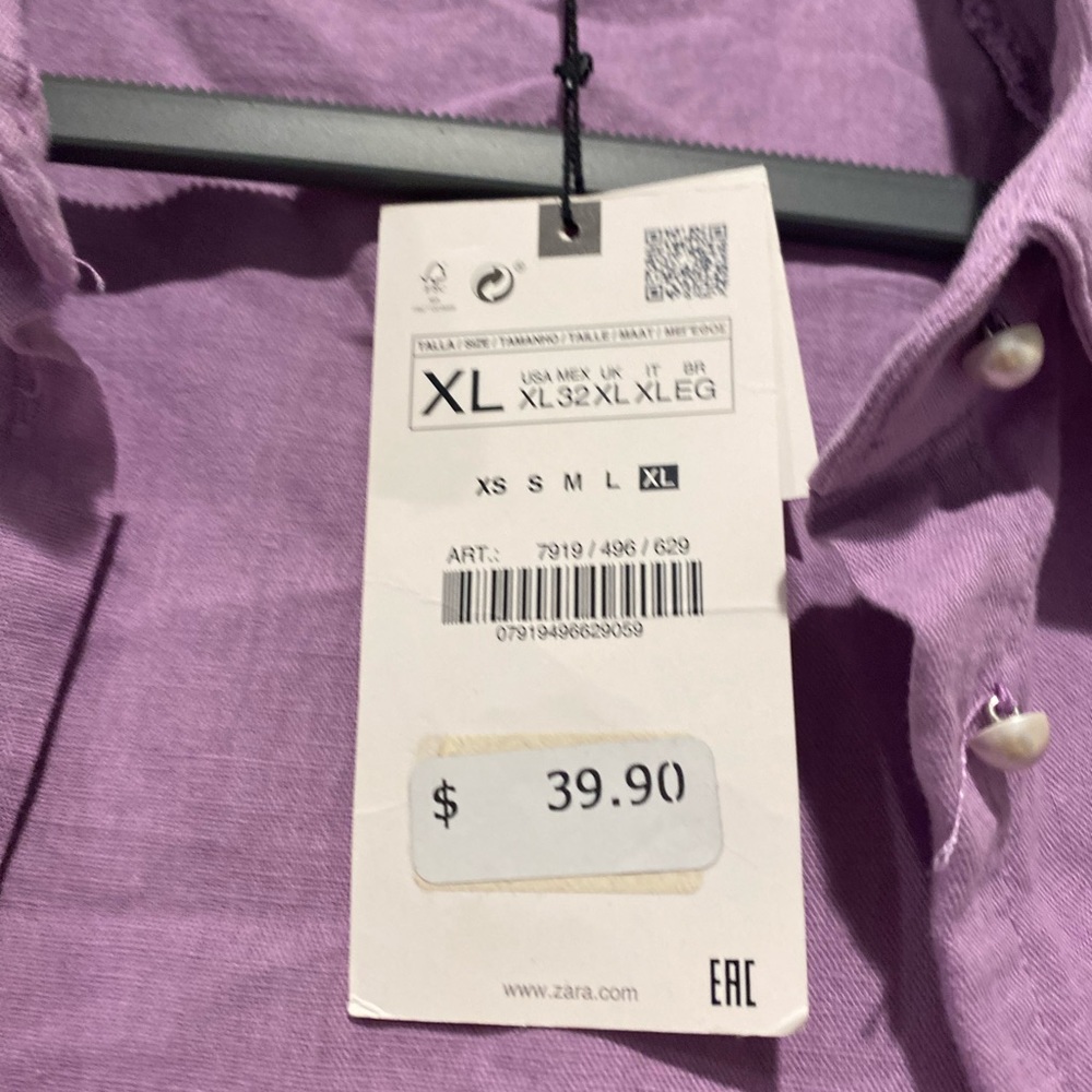 Zara short puff sleeve blouse